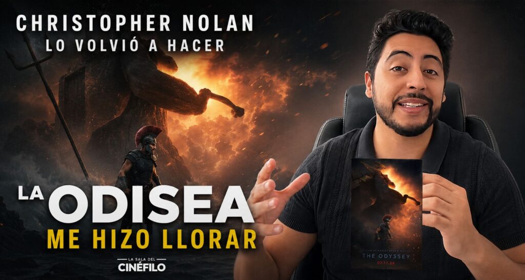 Roberto Copka comenta La Odisea de Christopher Nolan en una portada cinematográfica con fuego y ambientación épica
